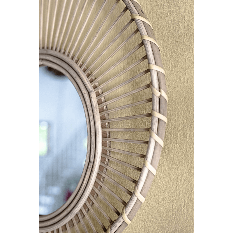 Miroir rotin rond asymétrique - Chambre - lalaome