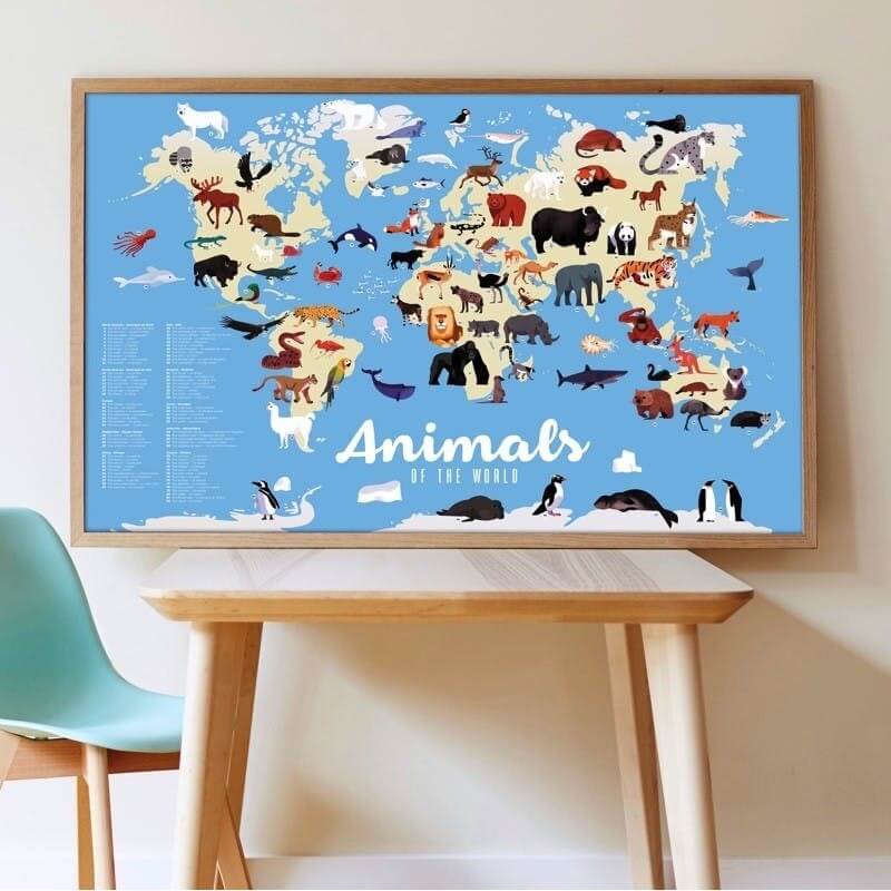 Poster stickers animaux du monde - Bambins - lalaome