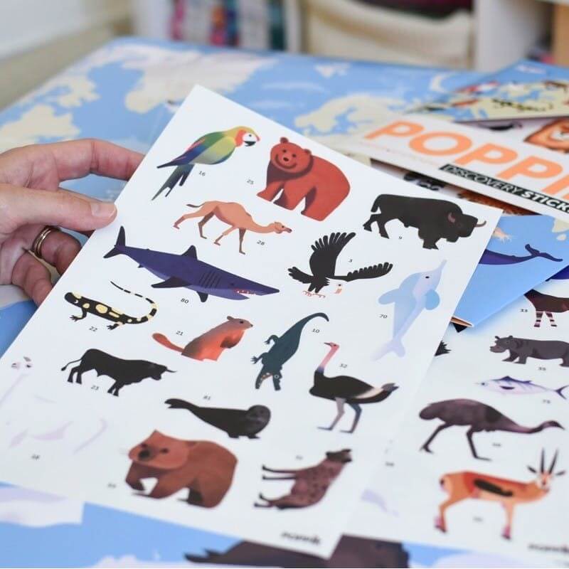 Poster stickers animaux du monde - Bambins - lalaome