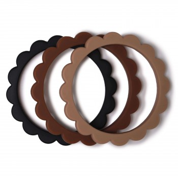 Lot 3 bracelets fleurs silicone (Black/Nat./Caramel) - Mode et accessoires - lalaome